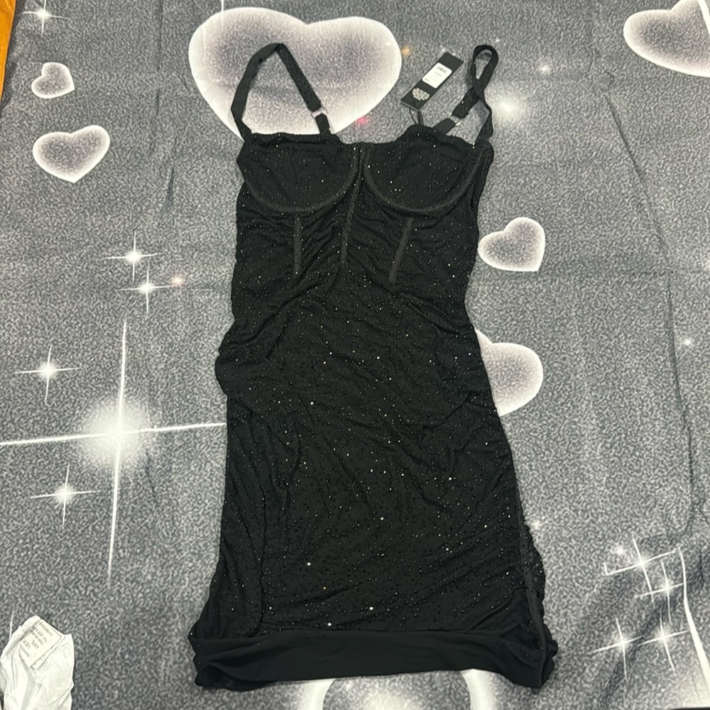 Luscious Looks Embellished Mesh Mini Dress